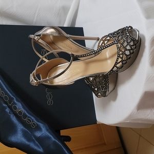 Sergio rossi 💯 original sandal w/mirror bicolor size 37 used twice oro rosa-sil